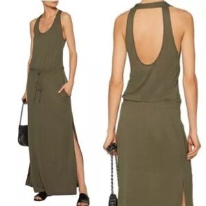 A.L.C. Rita Drawstring Jersey Open Back Tank Maxi Dress In Green Women's Size XS